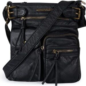 Women Crossbody Bag Vegan Leather Medium Travel Purse Multi Pocket